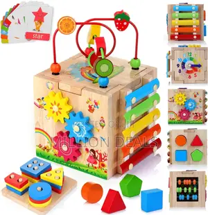 Photo - Wooden Kids Cube, 8-in-1 Set Multifunctional Toy Ages 3+