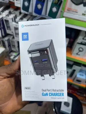 Powerology 65w Gan Charger Dual Port and Retractable