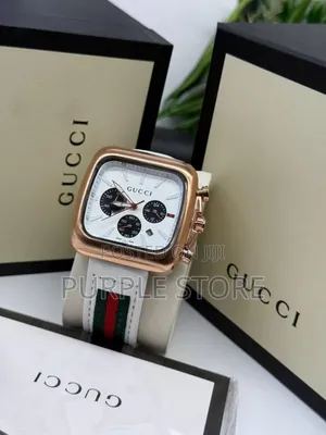 Photo - Gucci White Leather Chronograph Wristwatches