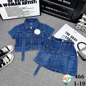 Photo - High Quality Girls Denim Jacket and Skirt (Up and Down)-Blue