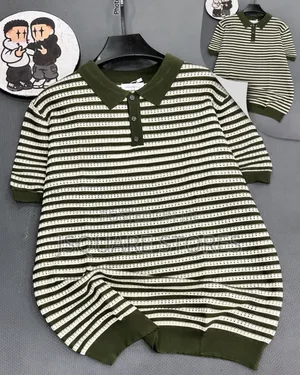 Luxurious Plain and Stripe Collar Neck Top for Men