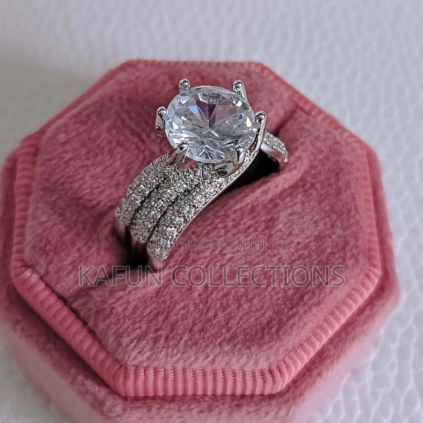 White Zirconia Solid Silver Engagement / Proposal Ring