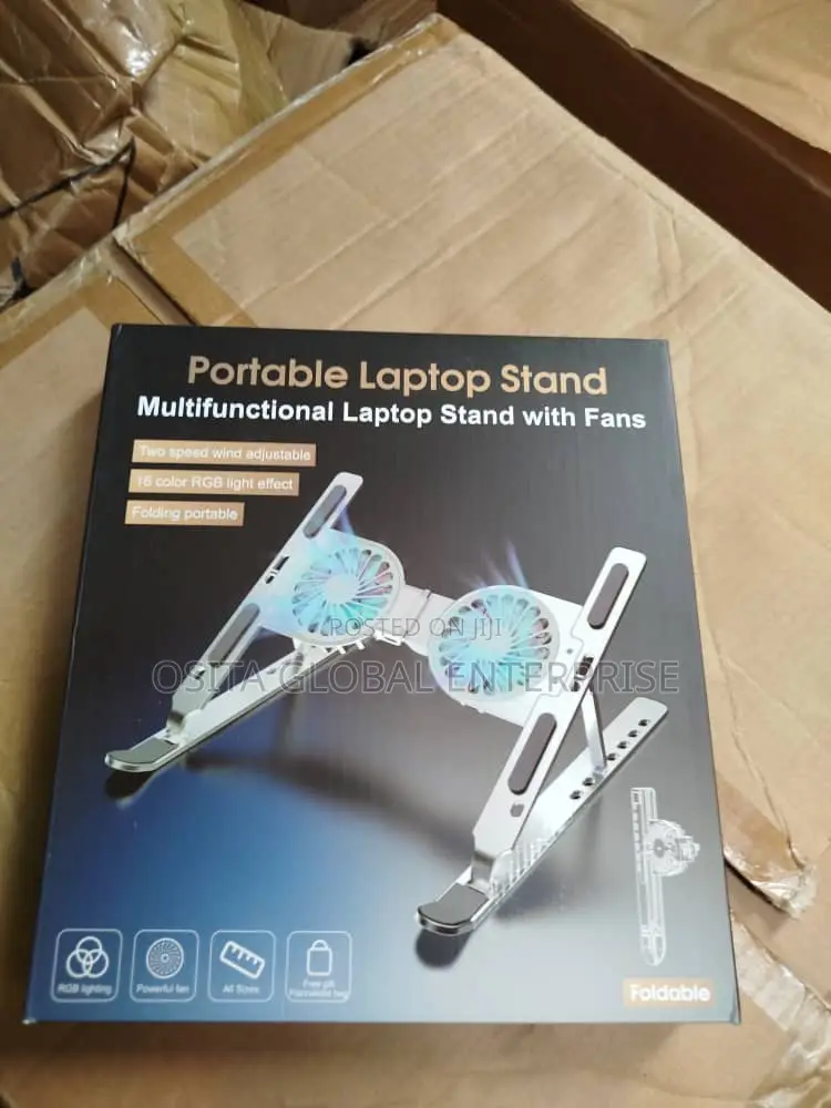 Portable and Foldable Laptop Stand With Double Fan