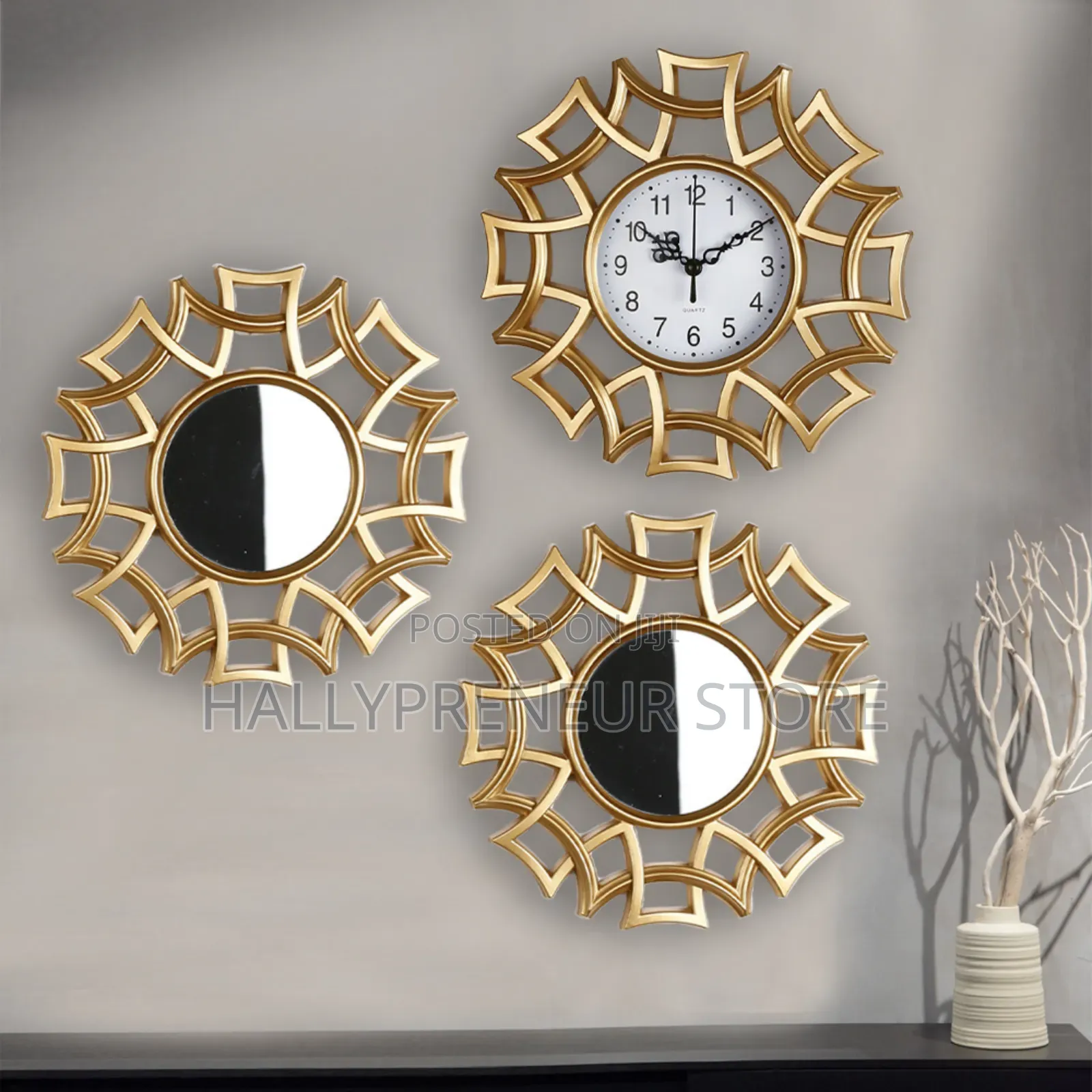 3 in 1 Wall Clock Set Wall Decorations Mirror