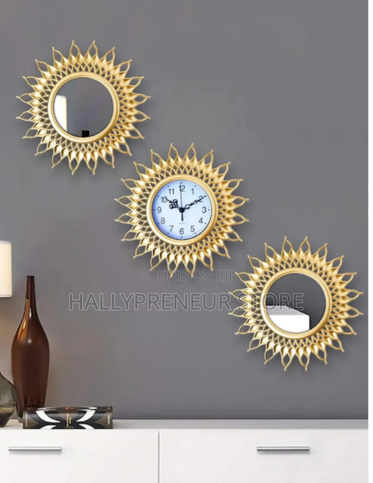3 in 1 Wall Clock Set Wall Decorations Mirror