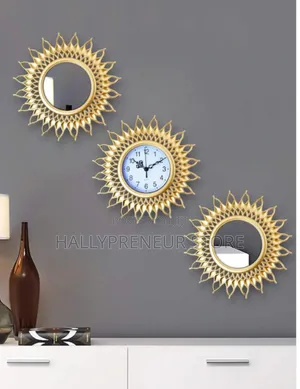 3 in 1 Wall Clock Set Wall Decorations Mirror