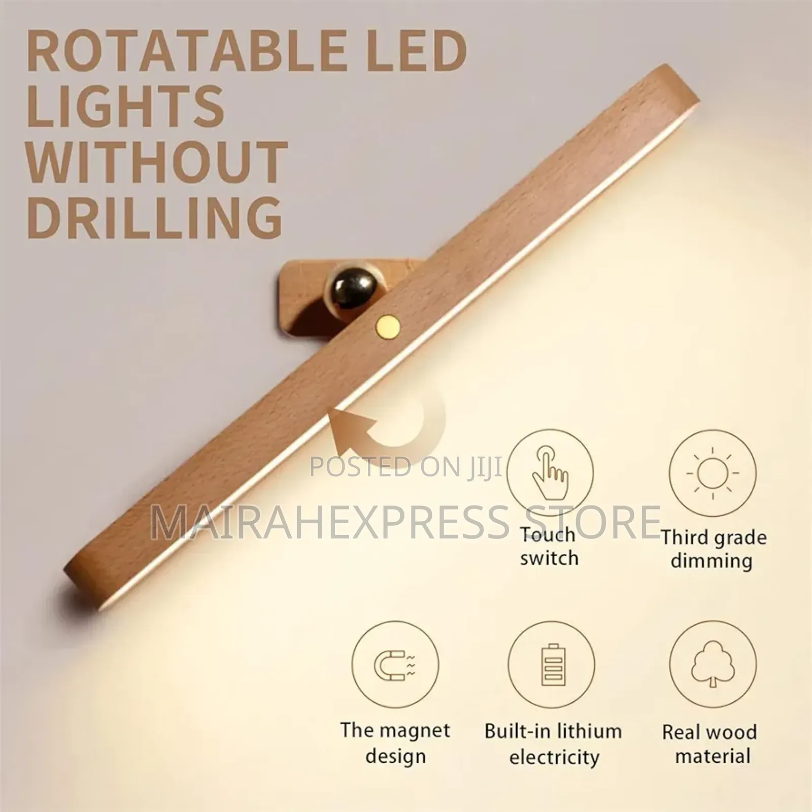 Led Wooden Bar Wall Lamp With Touch Control