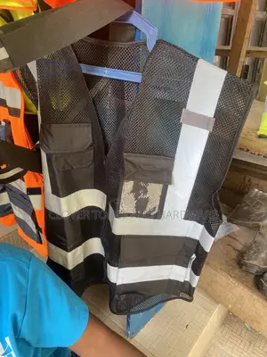 Black Safety Jacket / Vest With Reflective Strips
