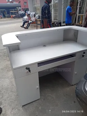 White Reception Desk With Storage