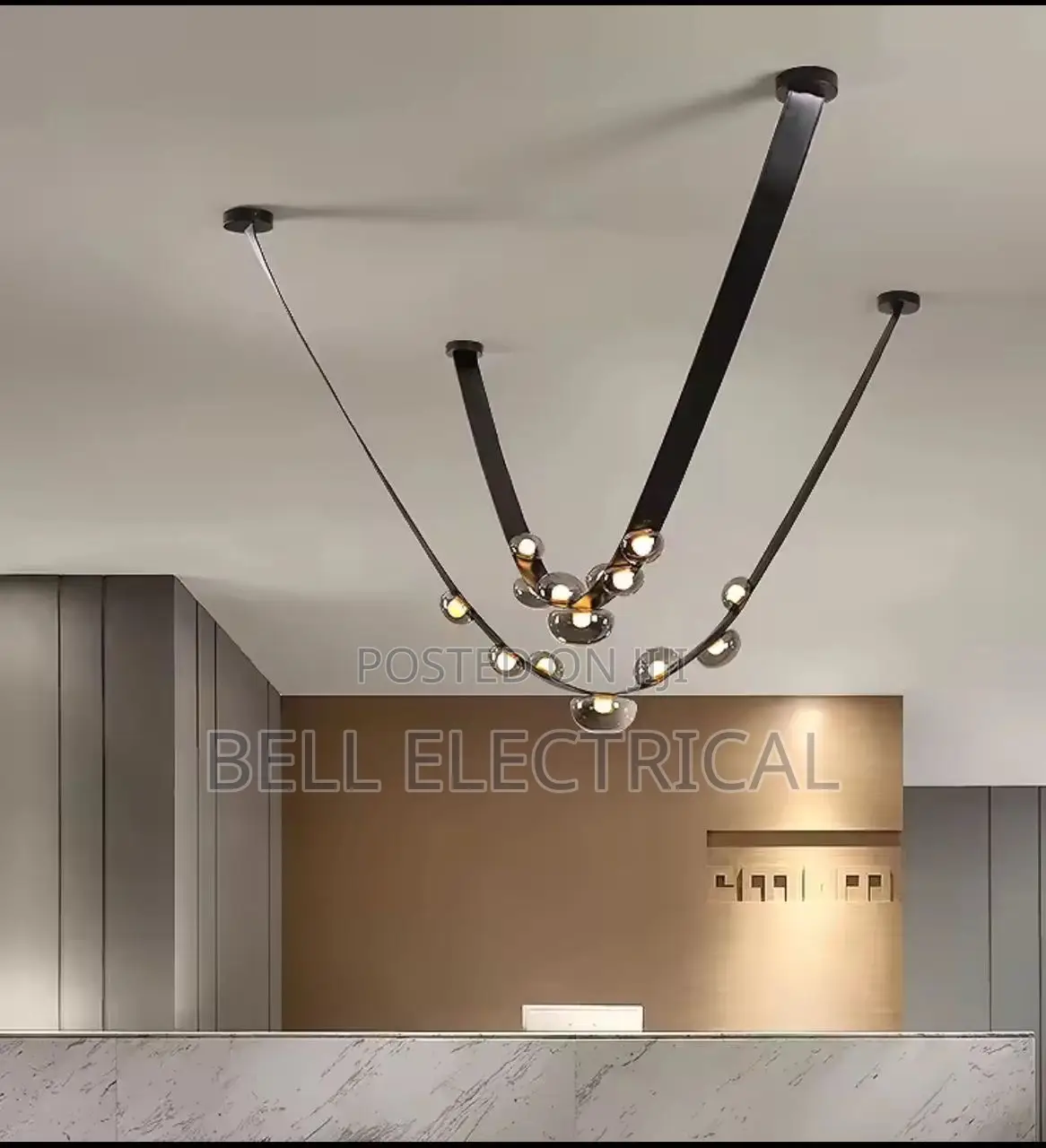 Designer Leather Belt Chandelier