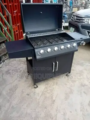 6 Burner Gas Barbeque Grill + Cooker With Under Cabinet