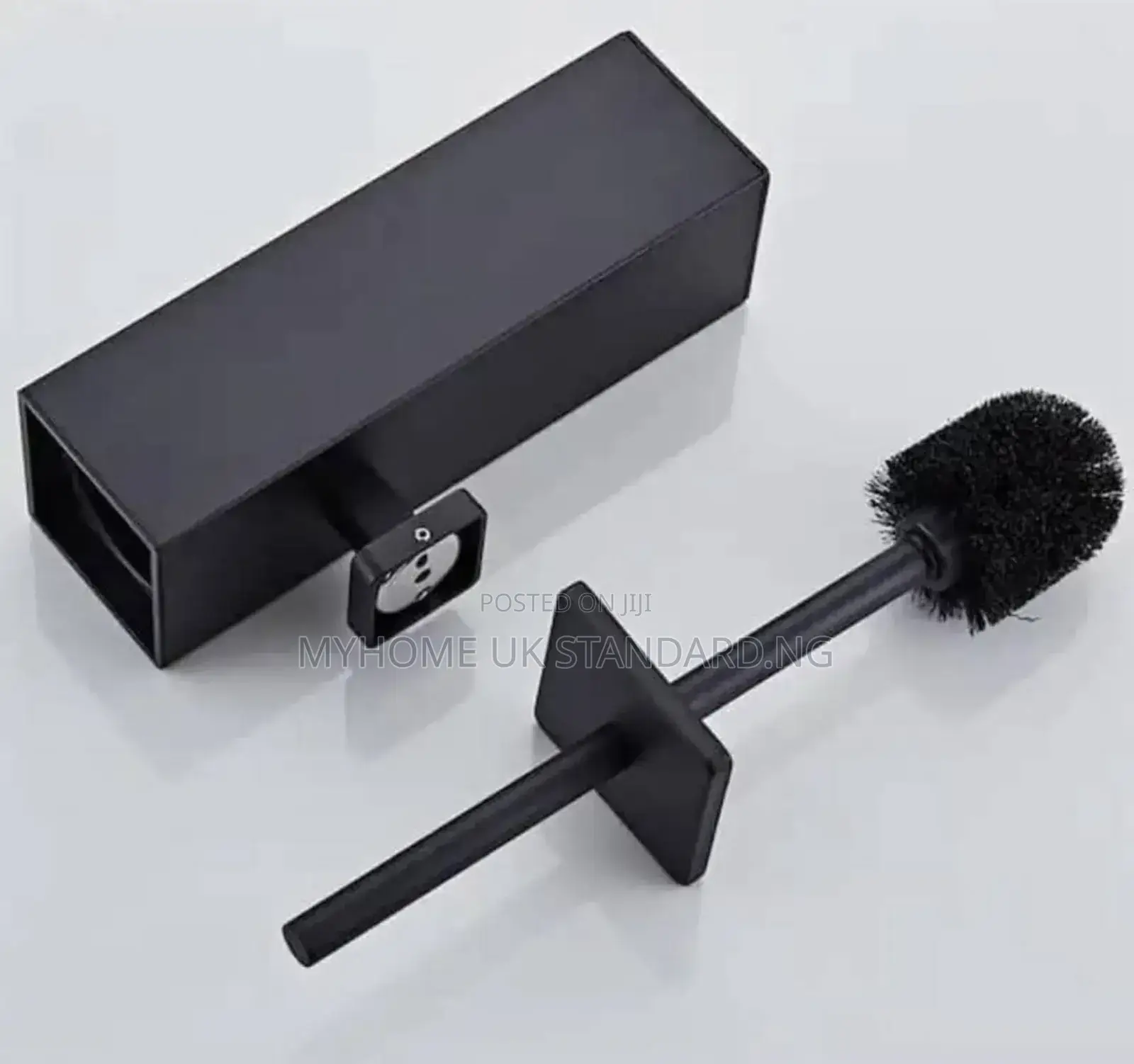 Matte Black Hanging Toilet Brush Holder. Square 
