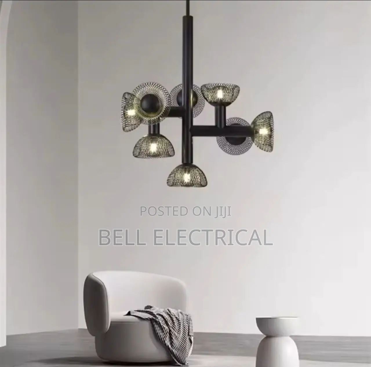 Black Iron Geometric Chandelier