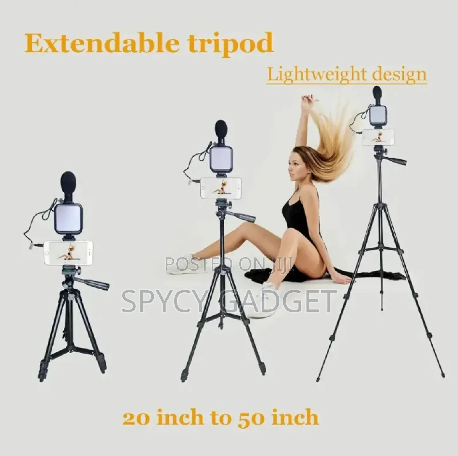 Tripod Stand + Light + Mic + Remote (Vlogging Kits)