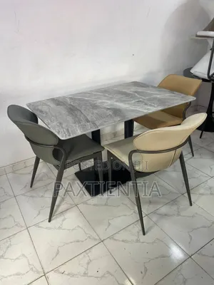 4 Seater Grey Marble Table and Chairs Set