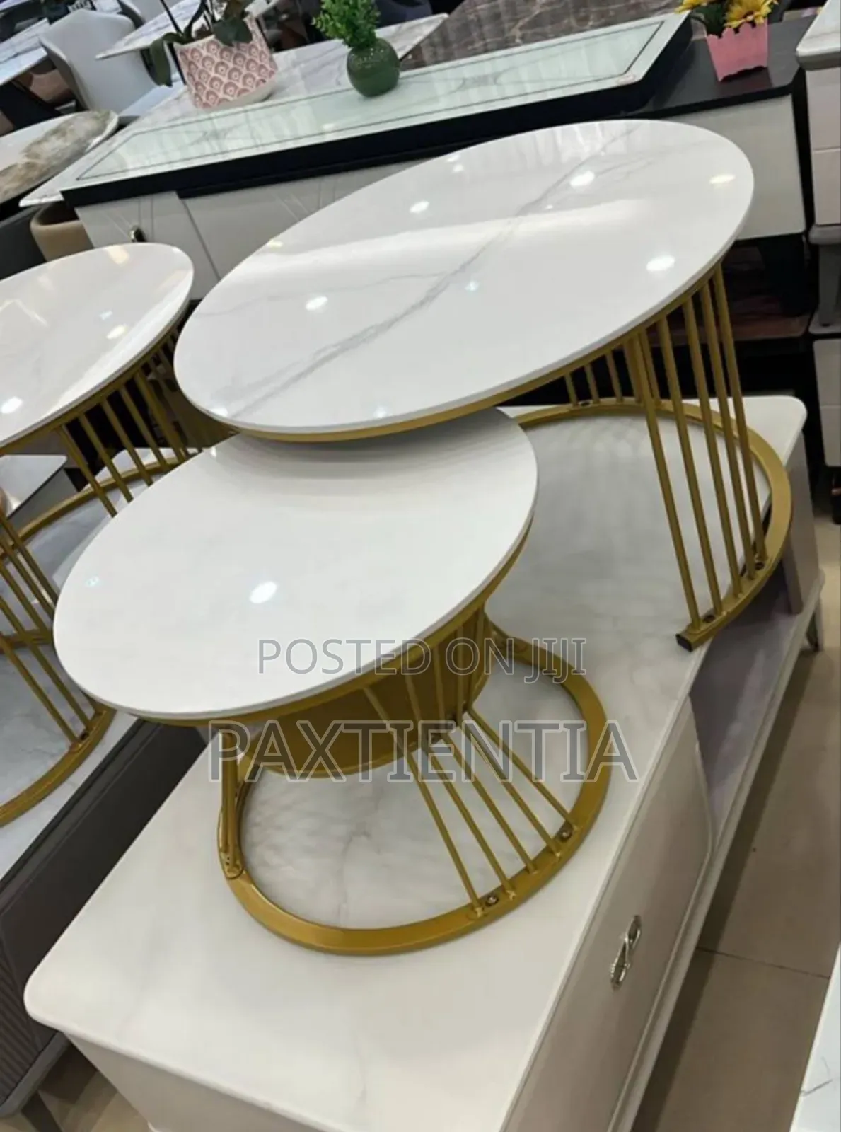 Marble Gold Rimmed Extendable Table