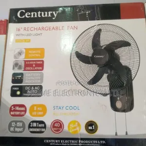 Century Rechargable Wall Fan 16 Inches