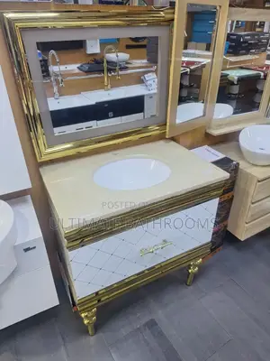 Stainless Steel White and Gold Dinning/Bathroom Cabinet