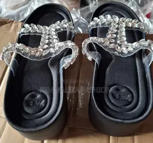 Ladies Rhinestone Wedge Slippers