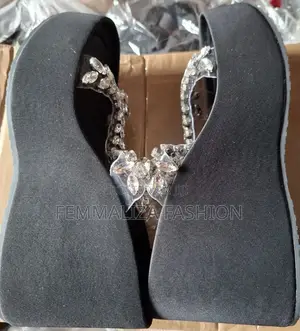 Ladies Rhinestone Wedge Slippers