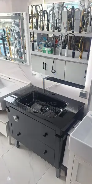 80cm Black Dinning/Bathroom Cabinet Basin