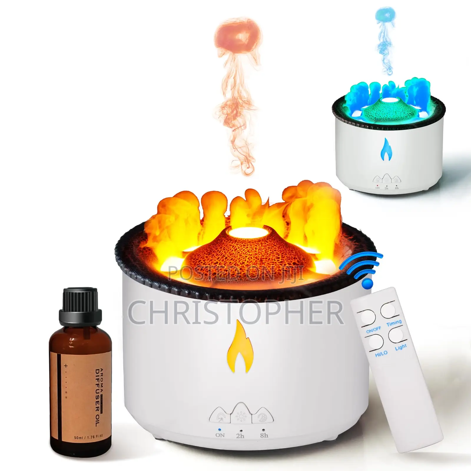 Oil Diffuser With Flame Light Cool Mist Humidifier