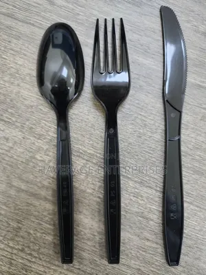 Black Disposable Plastic Spoons/Forks- 6 Inches (500pces)