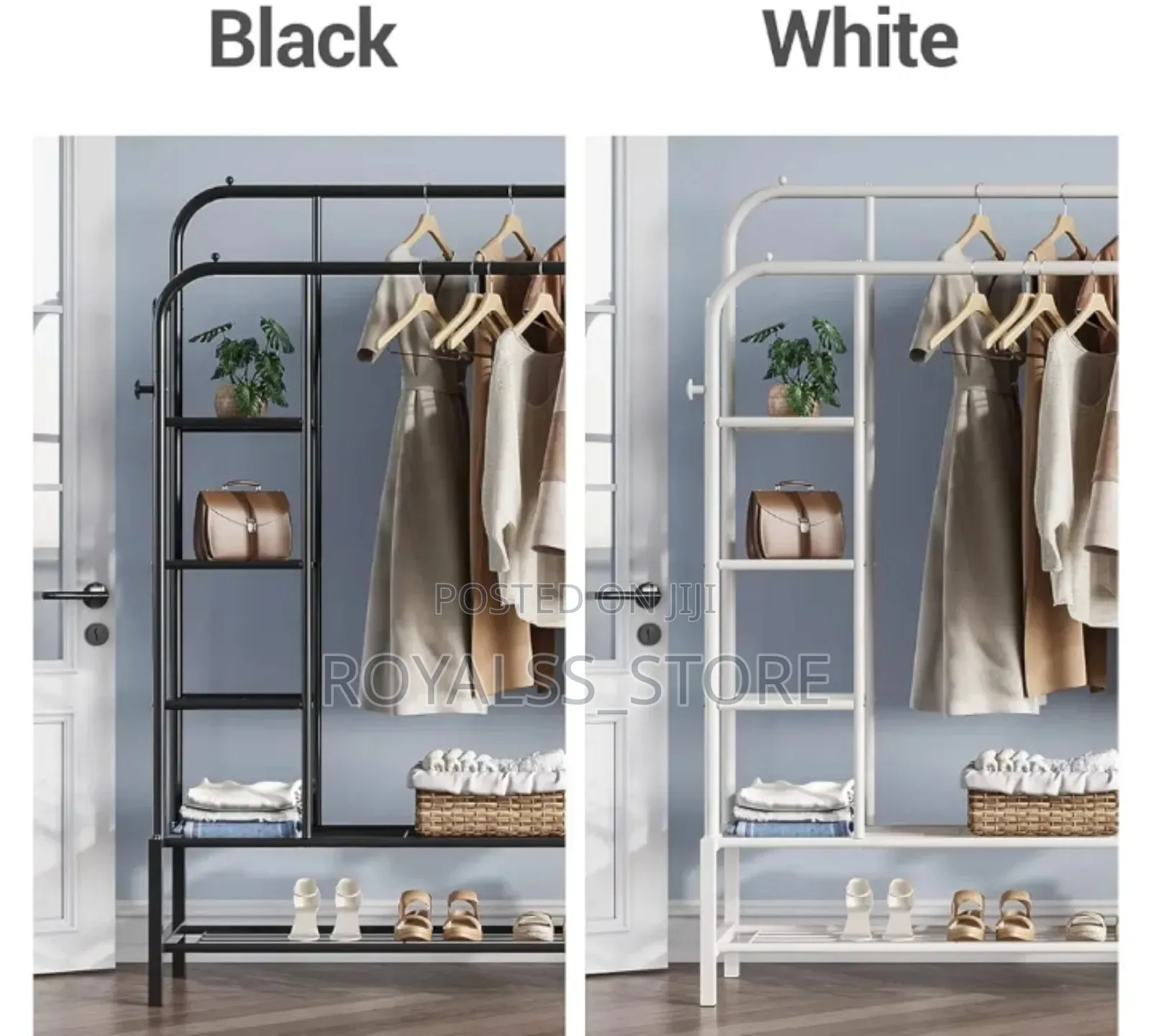 Double Pole Boutique Cloth Hanger Shoe Rack