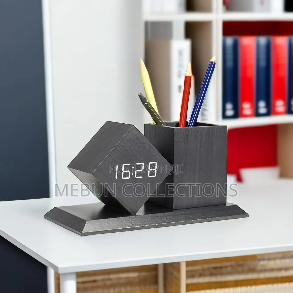 Pen Stand With Digital Clock