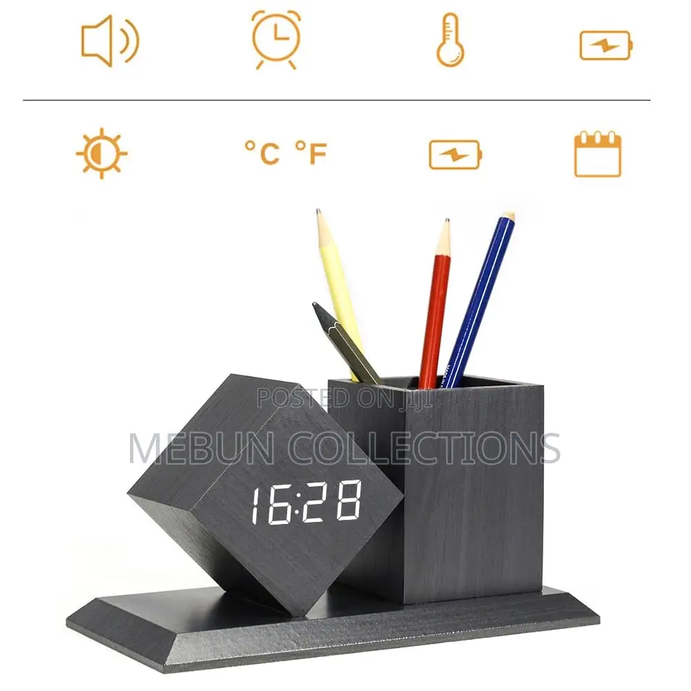 Pen Stand With Digital Clock