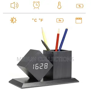 Pen Stand With Digital Clock