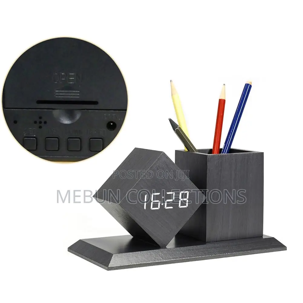 Pen Stand With Digital Clock