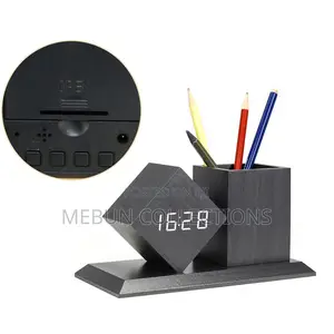 Pen Stand With Digital Clock