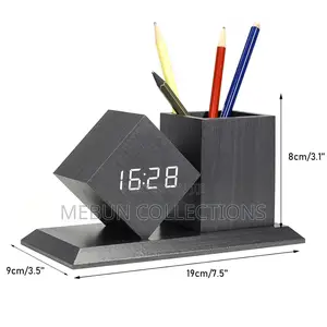 Pen Stand With Digital Clock