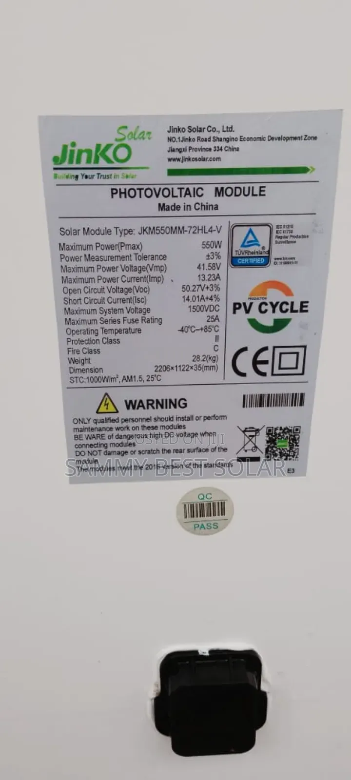 550w Jinko Solar Panel