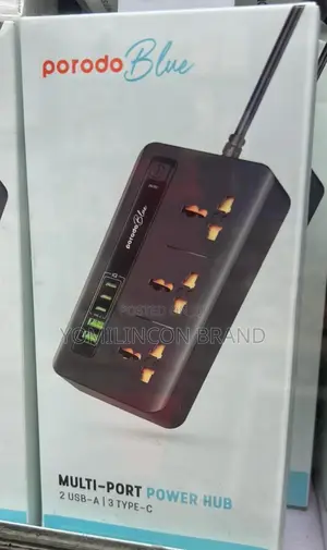 Porodo Multi-Port Super Hub 3m Cablee 3000w Uk, Fast Charge,