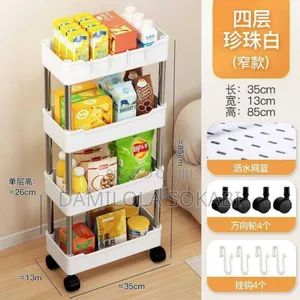 4 Tier Rolling Storage Cart Shelf Movable Gap Storage Rack