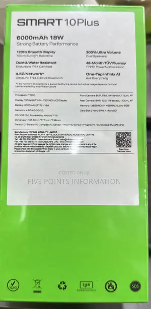 New Infinix Smart 10 Plus 128 GB Blue
