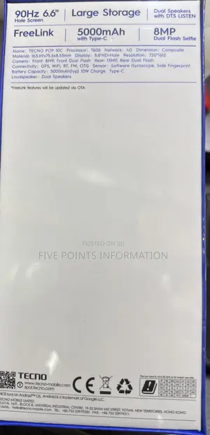 New Tecno Pop 10C 64 GB Gray
