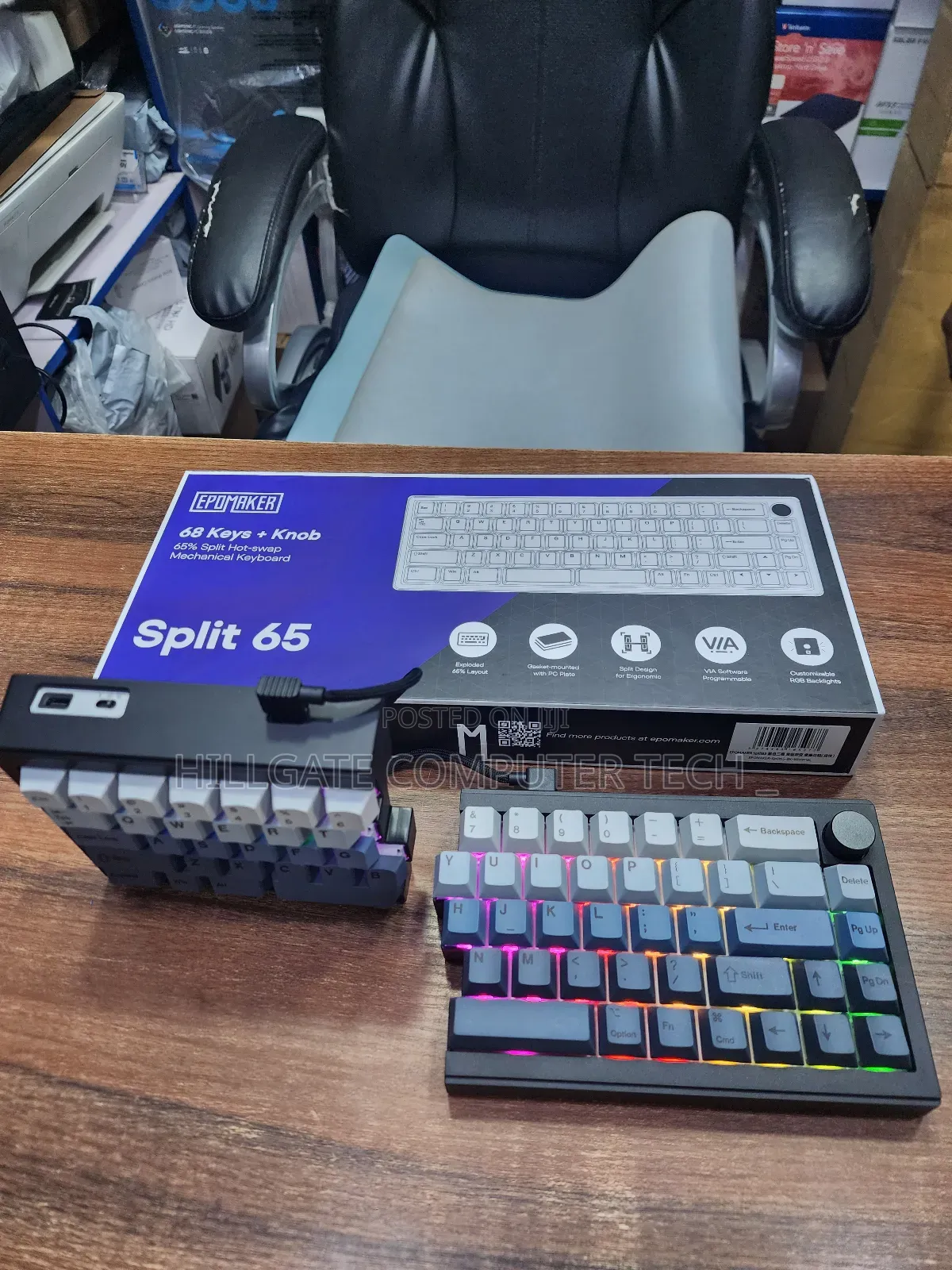 Epomaker Split65 Programmable Keyboard, Bluetooth/Type-C,