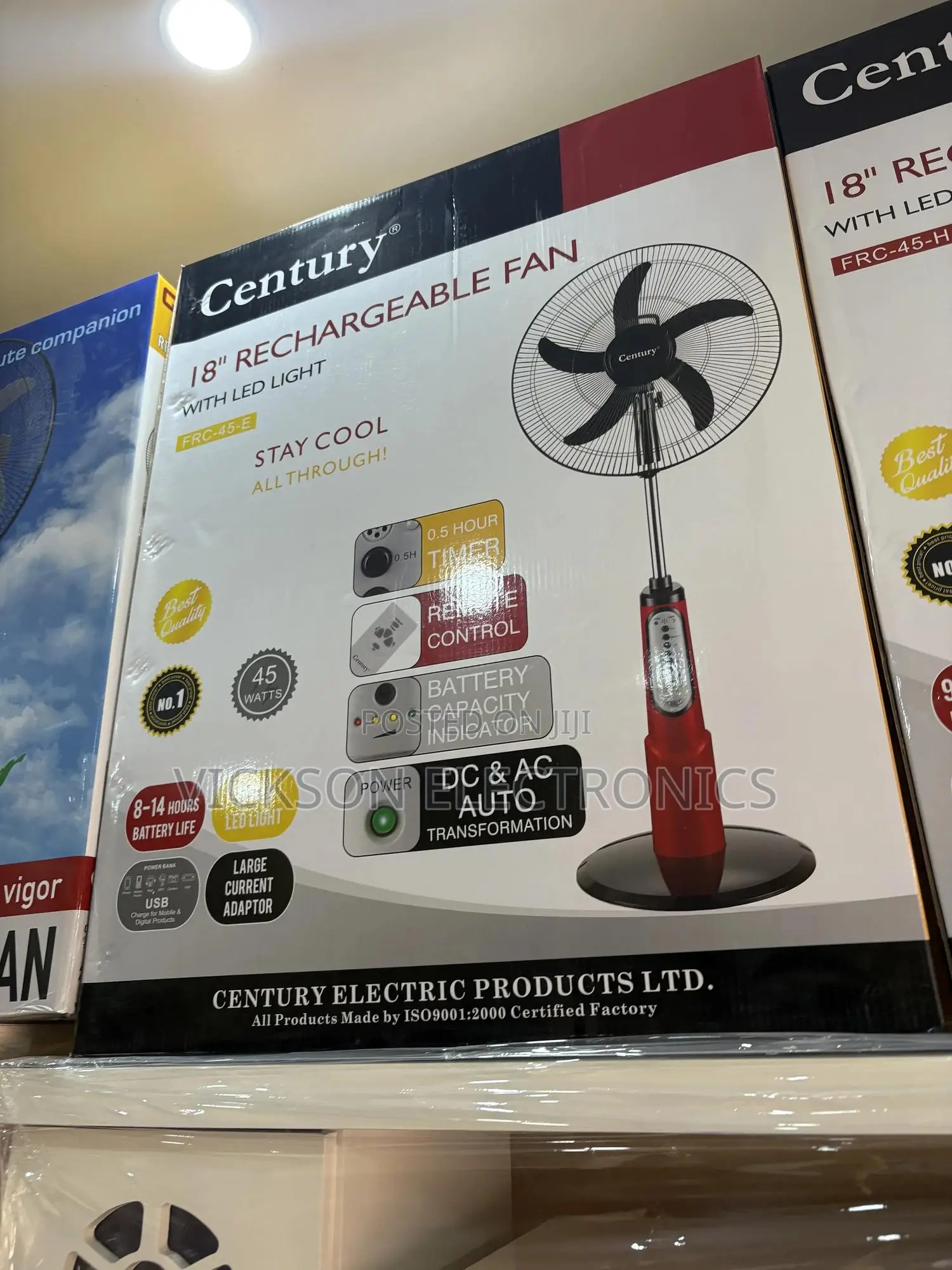 Century 18” Rechargeable Fan (Red)