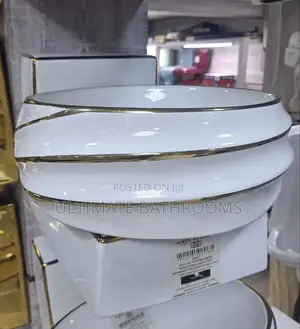 Wall Hung White Mixed With Gold Washing Hand Basin