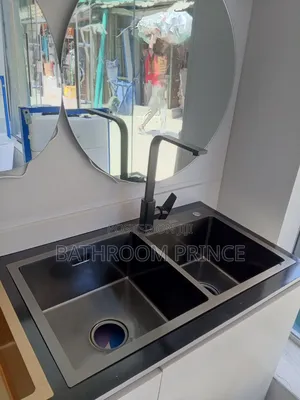 Black Hand Made Double Bowl Kitchen Sink