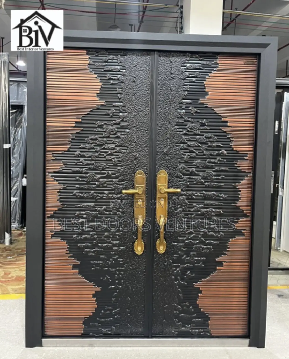 5ft by 7ft Copper Cast Door Wave Design Semi Bulletproof