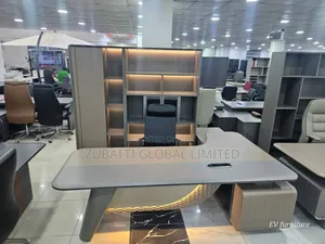 Executive Office Table With Led Lights With Bookshelf