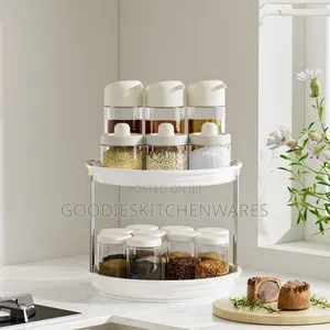 Multifunctional 2 Layer Rotating Storage Rack / Spice Rack
