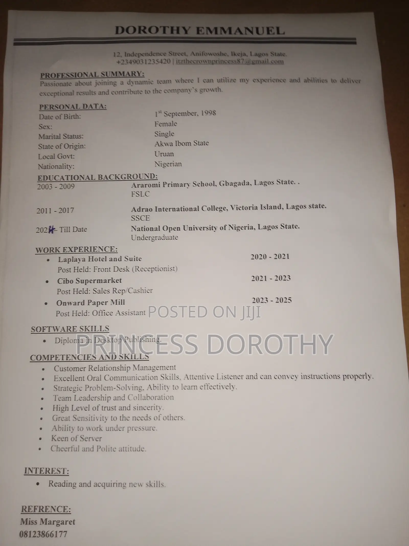Part-Time Weekend CV