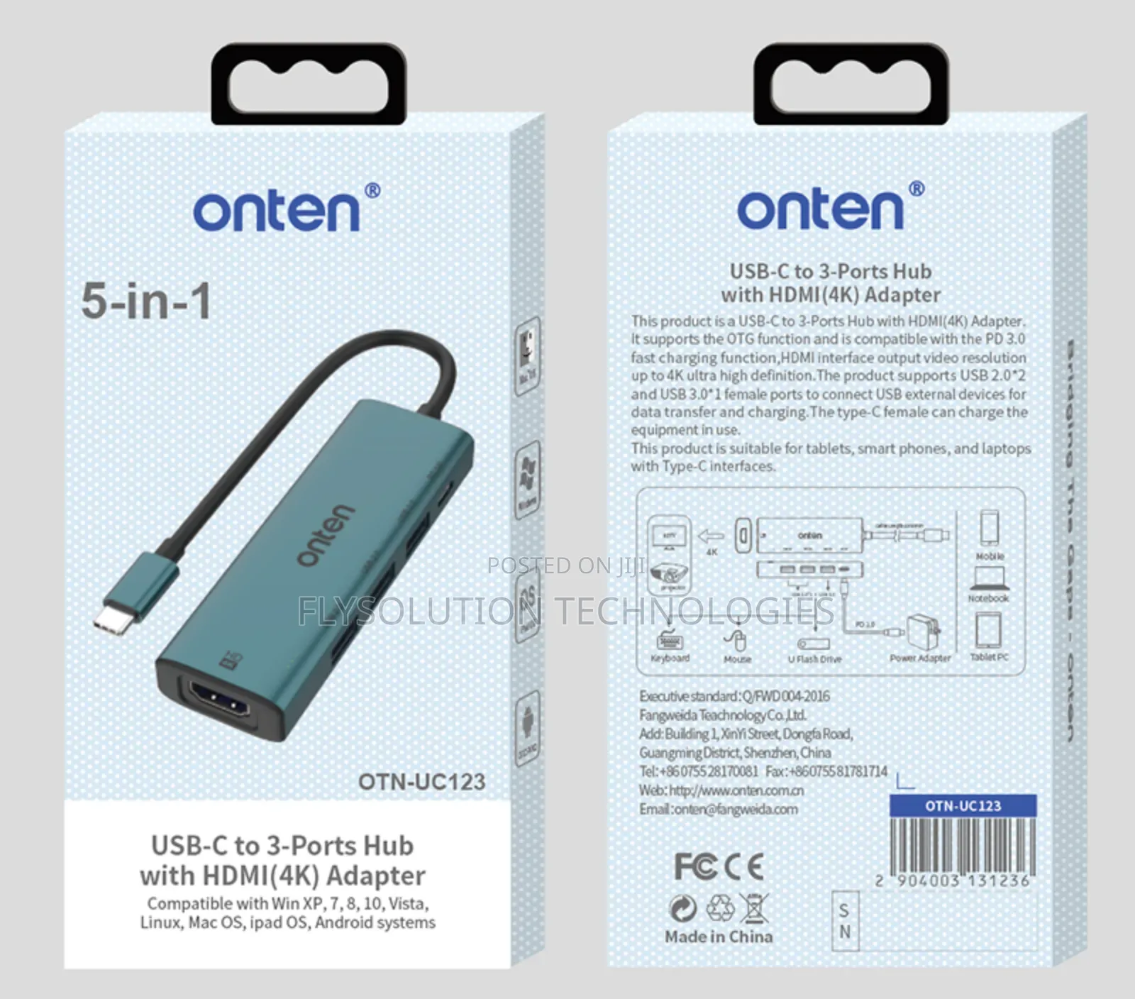 Onten Uc123 Usb-C to Hdmi 3 Port