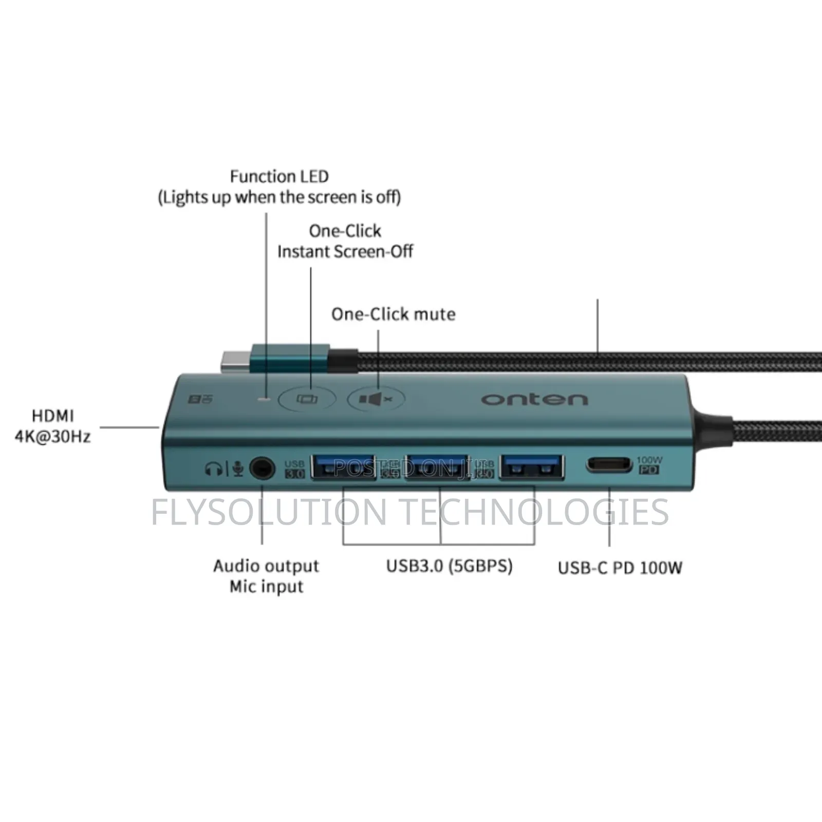 Onten Uc123+ Usb-C to HDTV Dock Station