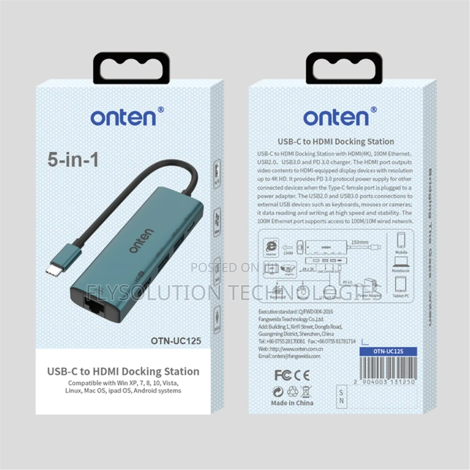 Onten Uc125 5-in-2 Usb-C to Hdmi Dock Station